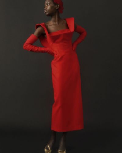 Sukienka midi wełniana Rosie Assoulin czerwona