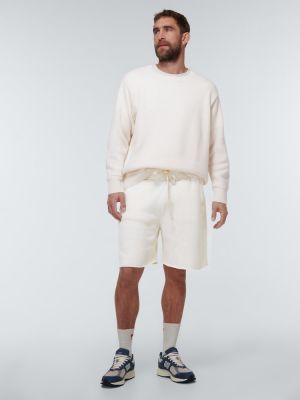 Jersey de cachemir de tela jersey con estampado de cachemira Les Tien blanco