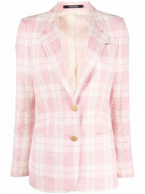 Sjekket lang blazer Tagliatore rosa