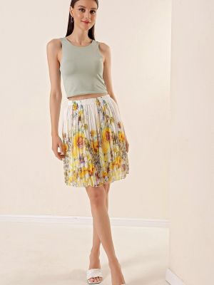 Φλοράλ φούστα mini από σιφόν By Saygı κίτρινο