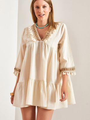 Lněné šaty Bianco Lucci