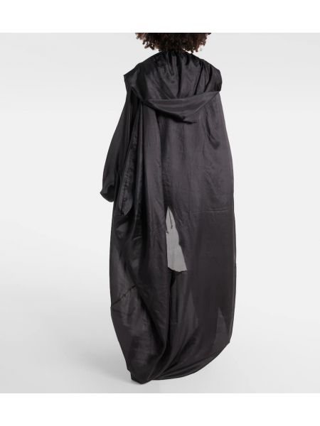 Chaqueta de seda con capucha Rick Owens negro