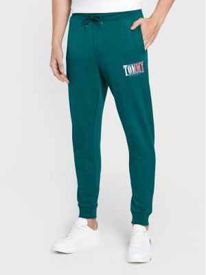 Sportinės kelnes slim fit Tommy Jeans žalia