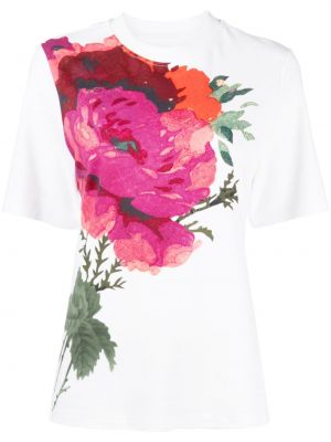 Kokvilnas t-krekls ar ziediem ar apdruku Erdem