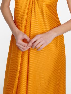 Svilena dolga obleka iz žakarda Galvan rumena