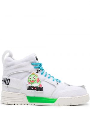 Sneakers con applique Moschino bianco