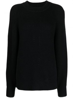 Pleten pulover z okroglim izrezom Joseph črna