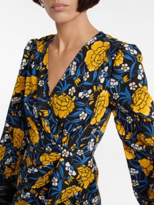 Midi haljina s cvjetnim printom s printom Diane Von Furstenberg plava
