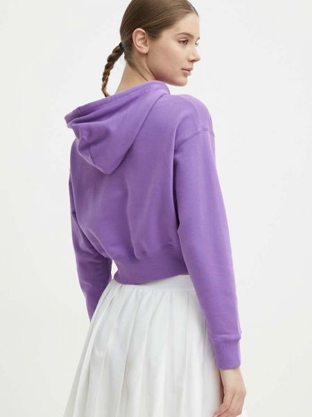 Bluză cu croială lejeră din bumbac cu glugă Puma violet