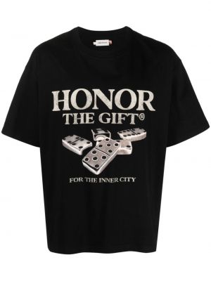 Bavlněné tričko s potiskem Honor The Gift černé