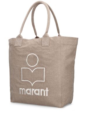 Βαμβακερή τσάντα shopper Isabel Marant μπεζ