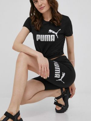 Памучна тениска Puma черно
