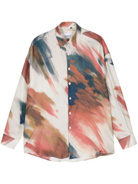 Hedvábná košile s potiskem s abstraktním vzorem Costumein béžová