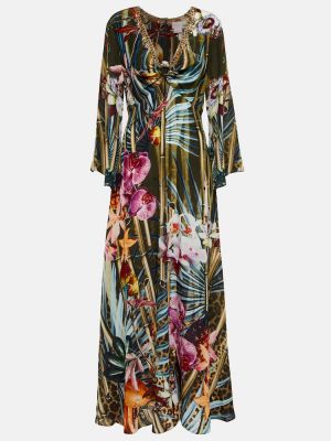 Květinové hedvábné dlouhé šaty Camilla