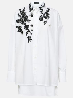 Pamučna košulja s čipkom Dolce&gabbana bijela