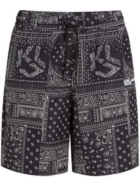 Shorts en jean en coton à imprimé de sport Karl Lagerfeld Jeans