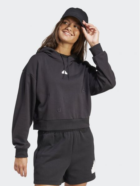 Relaxed fit siuvinėtas sportinis džemperis Adidas juoda