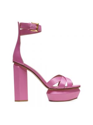 Chaussures de ville en satin à plateforme Balmain rose