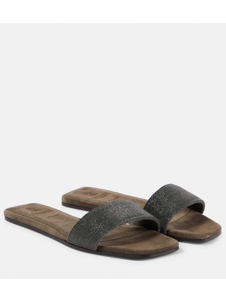 Sandale od brušene kože Brunello Cucinelli siva