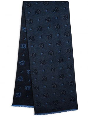 Žakárový hedvábný šál Ferragamo modrý