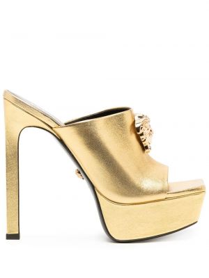 Papuci tip mules cu platformă Versace auriu