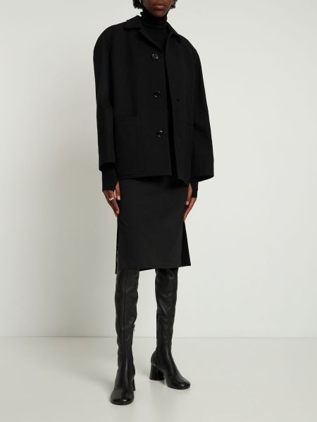 Bavlněná vlněná bunda Lemaire černá