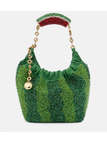 Kožna shopper torbica s biserima Loewe zelena