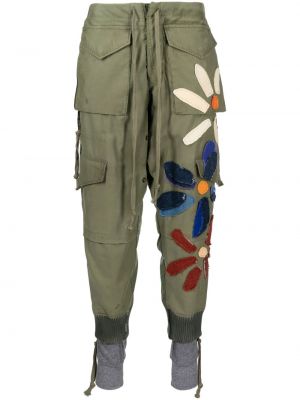 Pantaloni cu model floral Greg Lauren verde