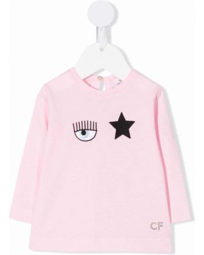 Brodert t-skjorte for jenter Chiara Ferragni Kids rosa