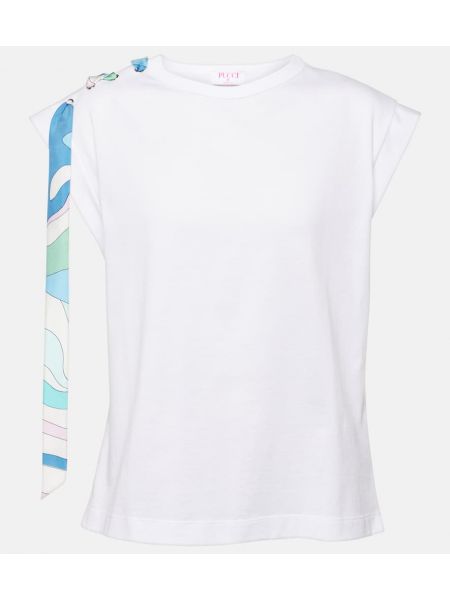 Bavlněné tričko s mašlí Pucci bílé