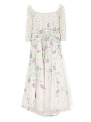 Sukienka koktajlowa tiulowa Saiid Kobeisy biała