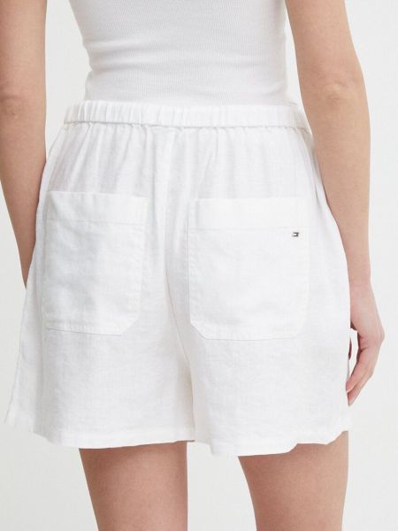 Однотонные льняные шорты Tommy Hilfiger белые