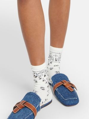 Жакардови памучни чорапи Alanui бяло