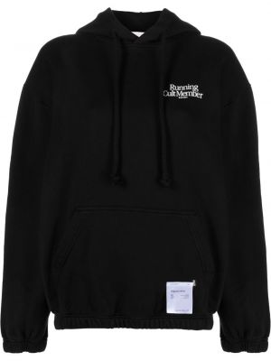 Pamučna hoodie s kapuljačom Satisfy crna