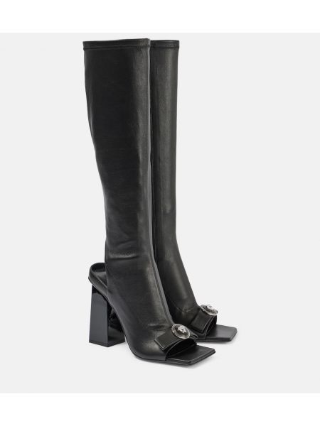 Stivali di gomma di pelle Versace nero