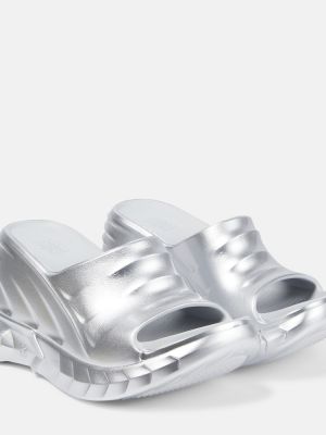Sandály na klínovém podpatku Givenchy stříbrné