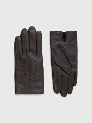 Кожаные перчатки Boss коричневые