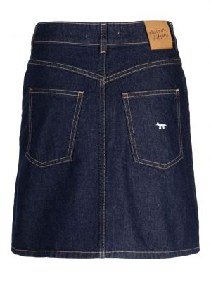 Haftowana spódnica jeansowa Maison Kitsune niebieska