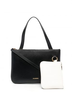 Sac bandoulière en cuir à imprimé Jil Sander noir