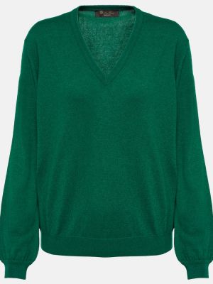 Кашмирен копринен пуловер Loro Piana зелено