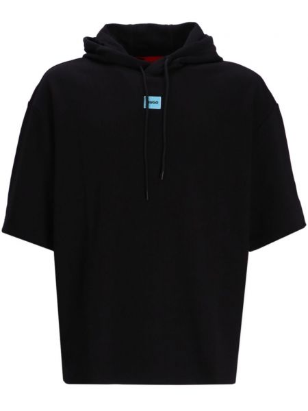 Βαμβακερός φούτερ με κουκούλα Hugo μαύρο