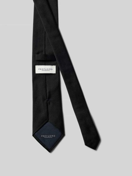 Jedwabny krawat w jednolitym kolorze Profuomo czarny