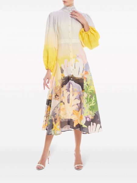 Sukienka koktajlowa z nadrukiem w abstrakcyjne wzory Leo Lin beżowa