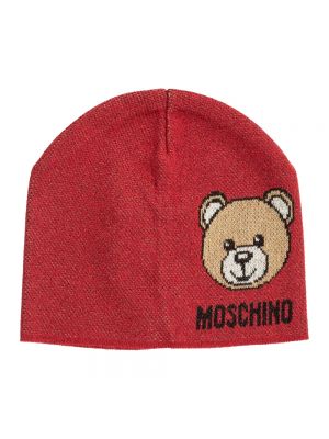 Dzianinowa czapka Moschino czerwona