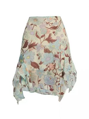 Шелковая юбка миди в цветочек с принтом Stella Mccartney