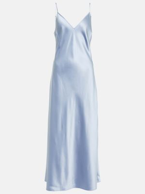 Hodvábne saténové midi šaty Joseph modrá