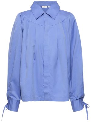 Памучна копринена риза Bite Studios синьо