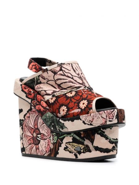 Bavlněné sandály na klínovém podpatku Biyan růžové