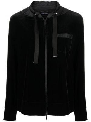 Dlouhá bunda na zip s kapucí Emporio Armani černá