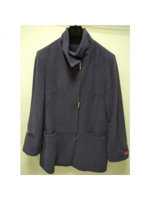 Пальто демисезонное, шерсть, кашемир, силуэт свободный, средней длины, 44 фиолетовый